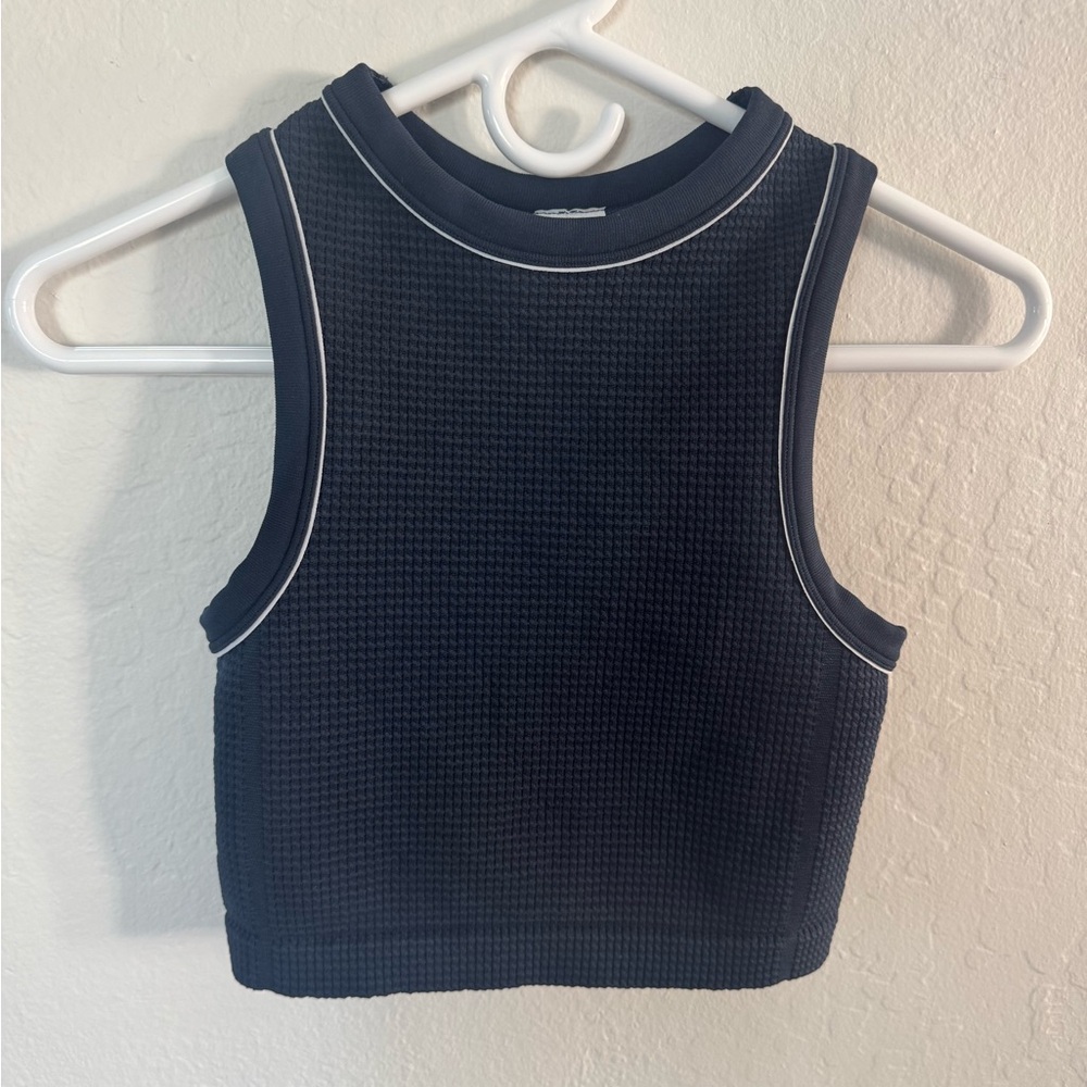 All in Motion Navy Textured Crop Athletic Top
